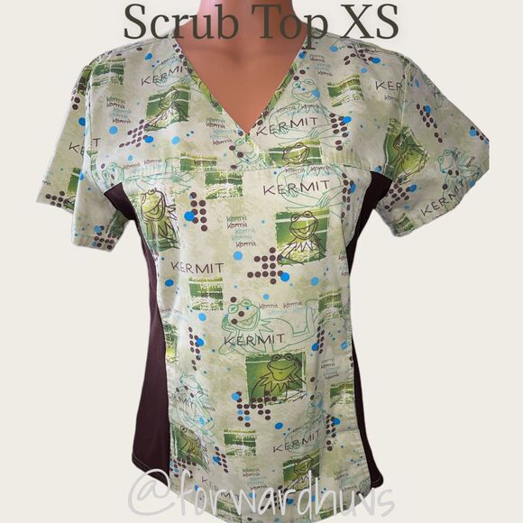 The Muppets Kermit the Frog Extra Small Scrub Top - Picture 1 of 9